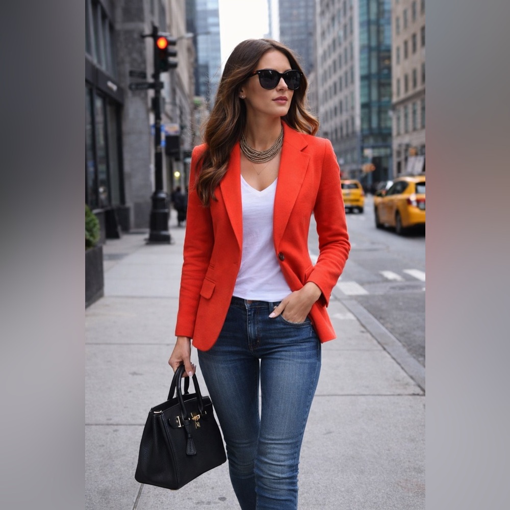 MERONA Women’s Classic Coral Textured One Button Blazer 12